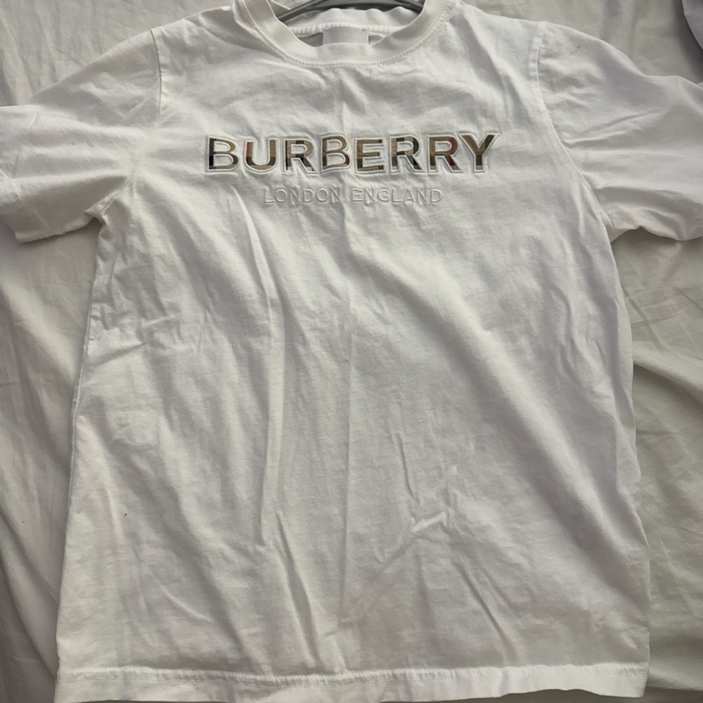 Burberry White Logo Tee for big kids shirt